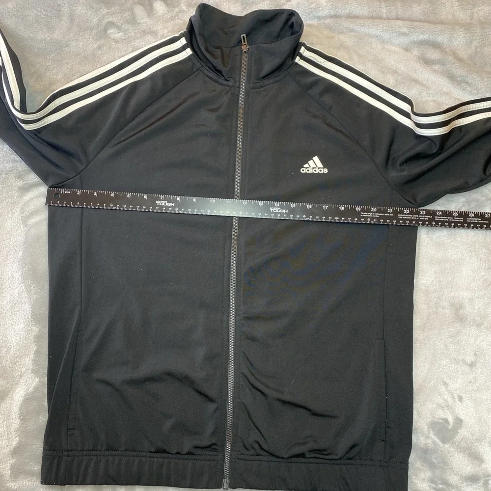 adidas Track Jacket Mens XL Black BK4658 3-Stripe Full Zip Mock Neck Sportswear